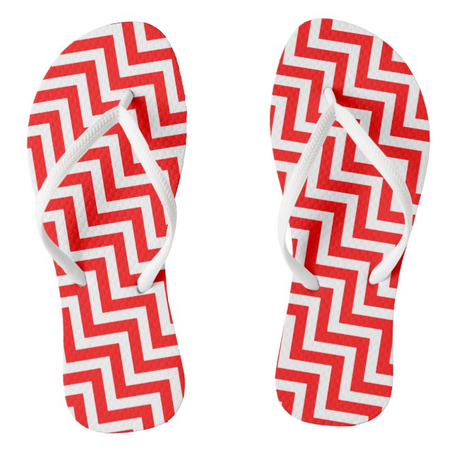 Zickzack Streifen mit rotem und weißem Medium Flip Flops (Fußbett)