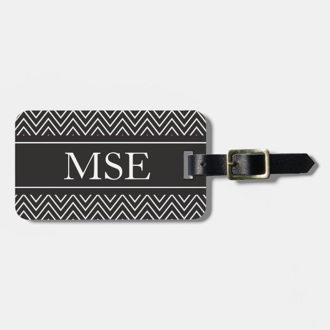 Zickzack Streifen-personalisiertes Monogramm Gepäckanhänger (Vorderseite horizontal)