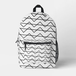 Zickzack Streifen Schwarz-Weiß-Geometrisches Muste Bedruckter Rucksack