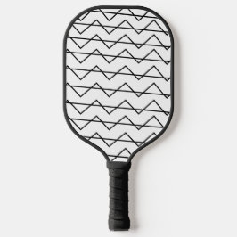 Zickzack Streifen Schwarz-Weiß-Geometrisches Muste Pickleball Schläger