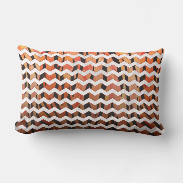 Zickzack Tiger Hot orange und Black Print Lendenkissen (Vorderseite)