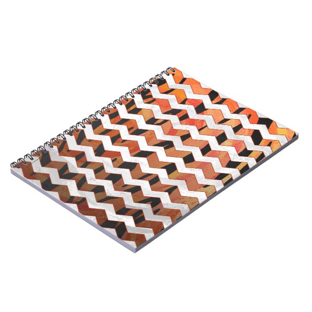 Zickzack Tiger Hot orange und Black Print Notizblock (Linke Seite)