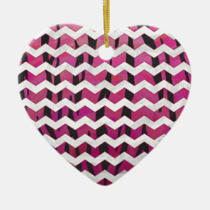 Zickzack Tiger-Hot-Rosa und Schwarz-Print Keramikornament