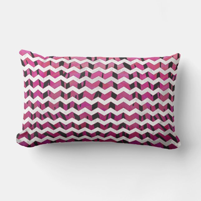 Zickzack Tiger-Hot-Rosa und Schwarz-Print Lendenkissen (Vorderseite)