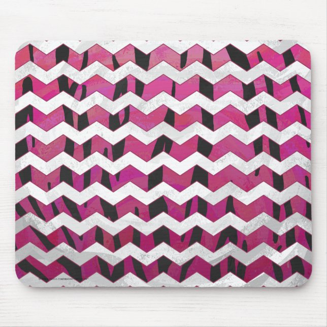 Zickzack Tiger-Hot-Rosa und Schwarz-Print Mousepad (Vorne)