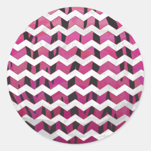 Zickzack Tiger-Hot-Rosa und Schwarz-Print Runder Aufkleber