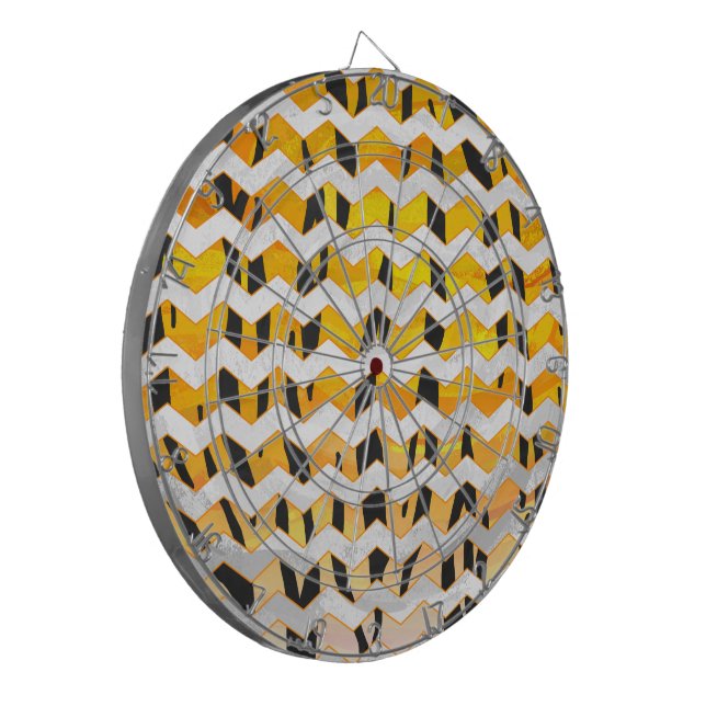 Zickzack Tiger Schwarz/Orange-Print Dartscheibe (Vorderseite Links)