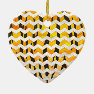 Zickzack Tiger Schwarz/Orange-Print Keramikornament