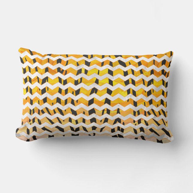 Zickzack Tiger Schwarz/Orange-Print Lendenkissen (Vorderseite)