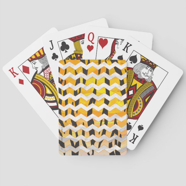 Zickzack Tiger Schwarz/Orange-Print Spielkarten (Rückseite)