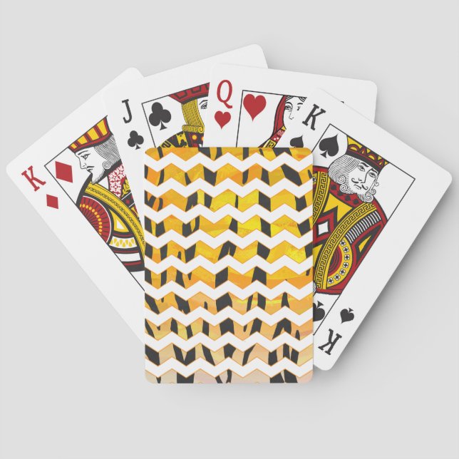 Zickzack Tiger Schwarz/Orange-Print Spielkarten (Rückseite)