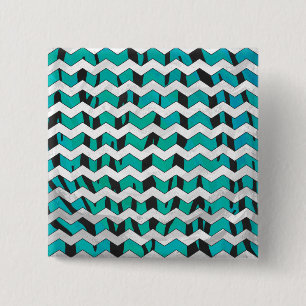 Zickzack Tiger Schwarz und Aquamarine Printmedien Button