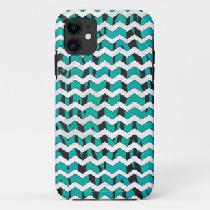 Zickzack Tiger Schwarz und Aquamarine Printmedien Case-Mate iPhone Hülle