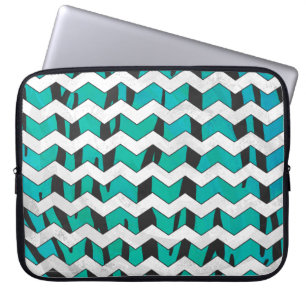 Zickzack Tiger Schwarz und Aquamarine Printmedien Laptopschutzhülle