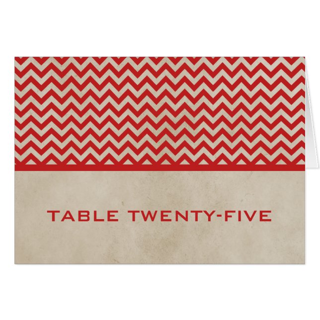 Zickzack Tischnummer-Karte Red Chic (Vorderseite (Horizontal))