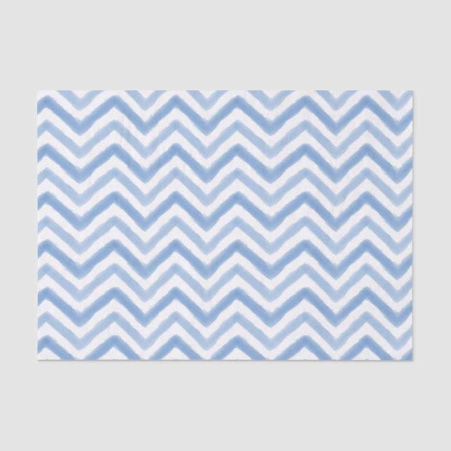 Zickzack Tissue Paper mit blauem Wasserfarbe Seidenpapier (Vorderseite)