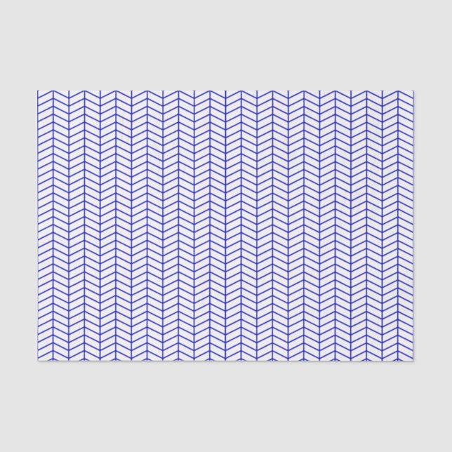 Zickzack Tissue Paper - Royal Blue on White Seidenpapier (Vorderseite)