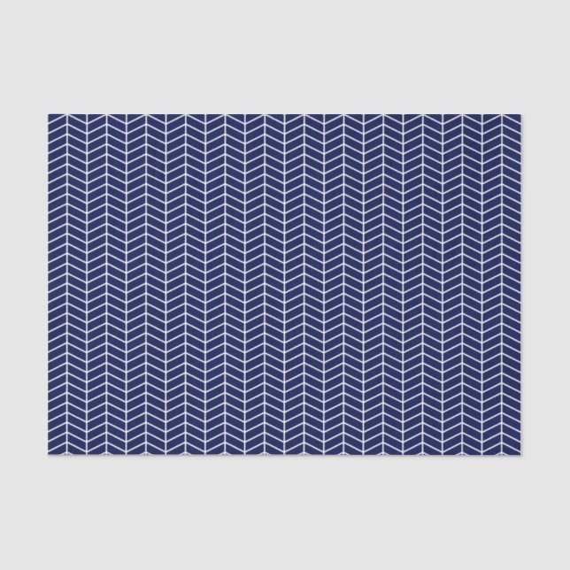Zickzack Tissue Paper - White on Navy Blue Seidenpapier (Vorderseite)