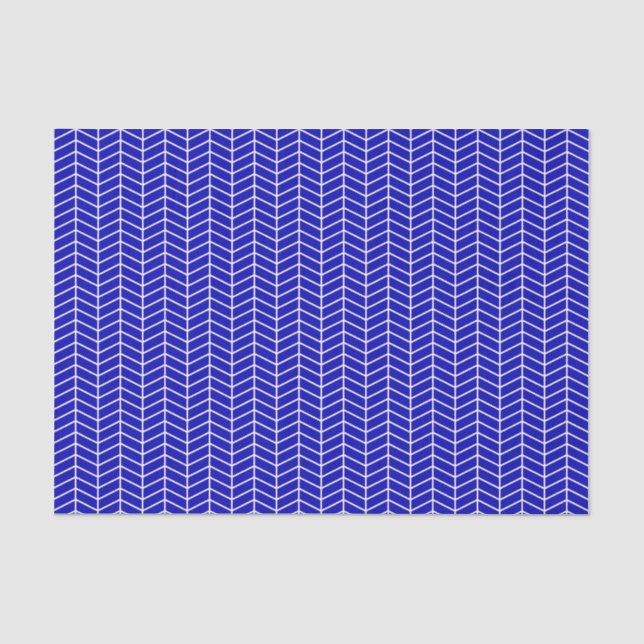Zickzack Tissue Paper - White on Royal Blue Seidenpapier (Vorderseite)