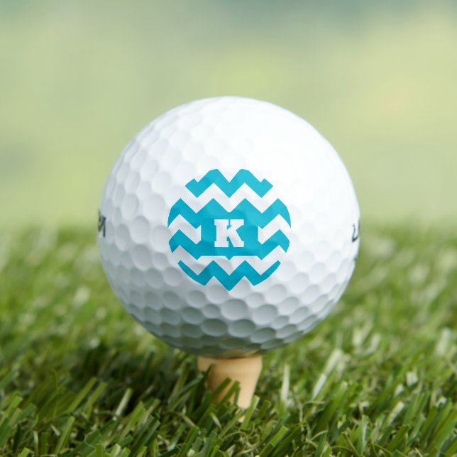 Zickzack Türkisblau Weißer Einstieg personalisiere Golfball (Insitu T-Shirt)