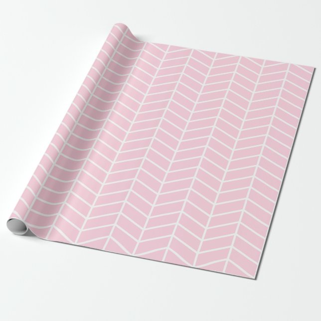 Zickzack Umschlagpapier - Weißes auf hellrosa |XL| Geschenkpapier (Ungerollt)