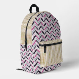 Zickzack und Karo Muster Druckknopfdruck Rucksack