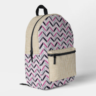 Zickzack und Karo Muster Druckknopfdruck Rucksack