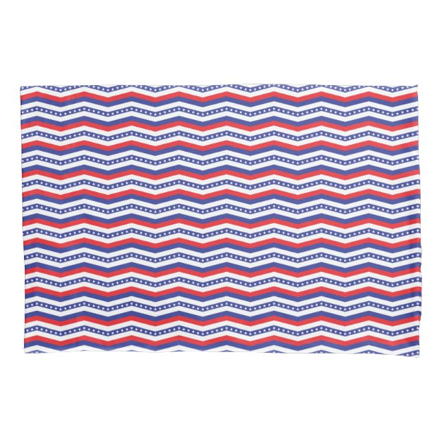 Zickzack US Flagge Rot-Weiß und Blau Kissenbezug (Vorderseite)