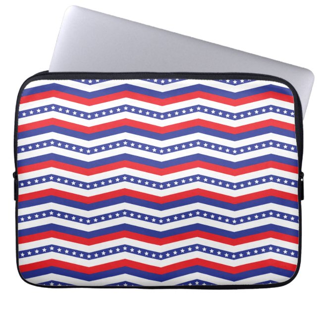 Zickzack US Flagge Rot-Weiß und Blau Laptopschutzhülle (Vorderseite)