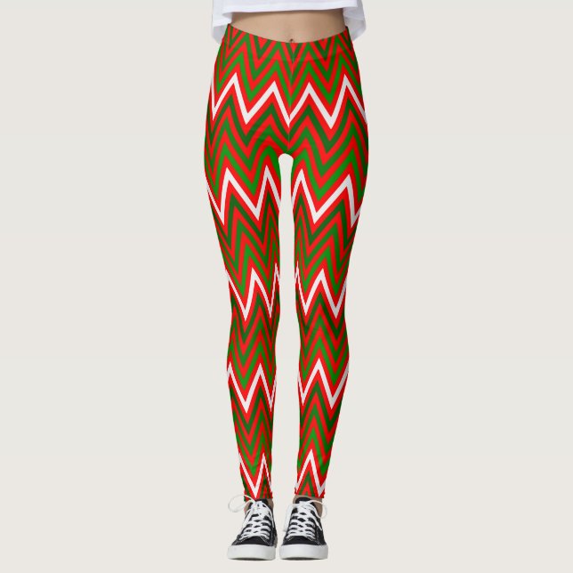 Zickzack Weihnachtsmuster Leggings (Vorderseite)