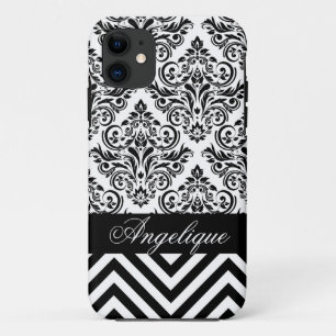 Zickzack Weiß des Damast-Designerschwarzen title_seo2