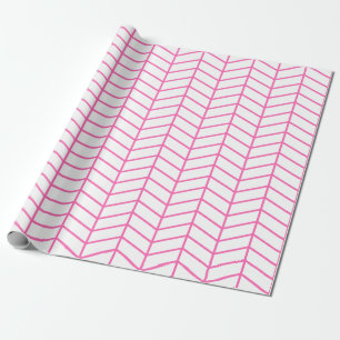 Zickzack Werbepapier - Rosa auf Weiß  XL   Geschenkpapier