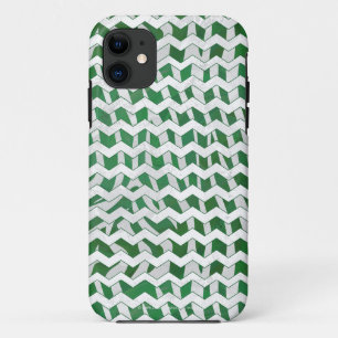 Zickzack Zebra-Grün und Weiß iPhone 11 Hülle