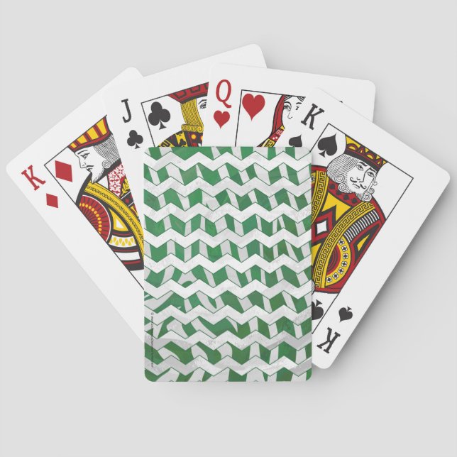 Zickzack Zebra-Grün und Weiß Spielkarten (Rückseite)