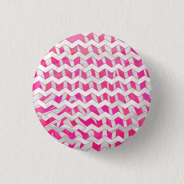 Zickzack Zebra in Pink und Weiß Button (Vorderseite)