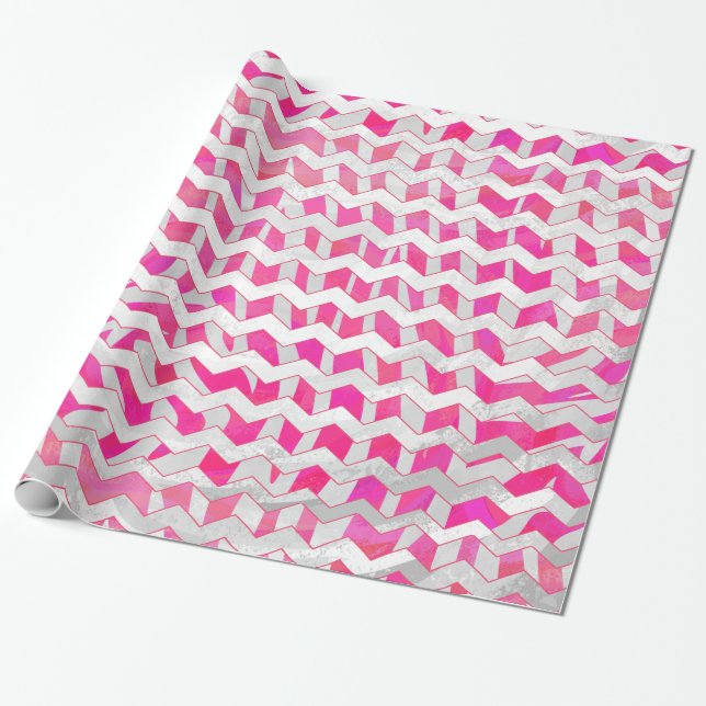 Zickzack Zebra in Pink und Weiß Geschenkpapier (Ungerollt)