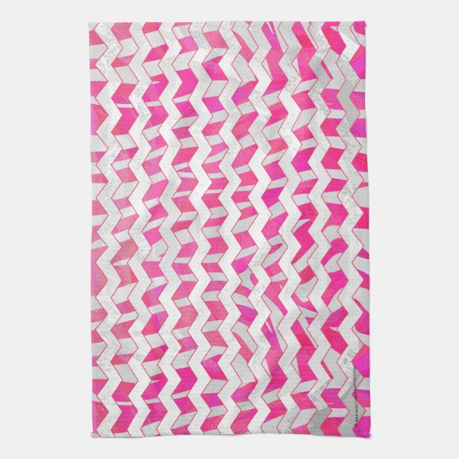 Zickzack Zebra in Pink und Weiß Handtuch (Vertikal)