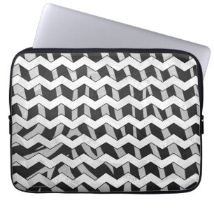 Zickzack Zebra-Muster in Schwarz und Grau Laptopschutzhülle