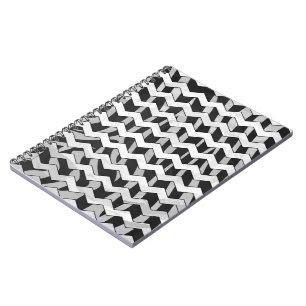 Zickzack Zebra-Muster in Schwarz und Grau Notizblock