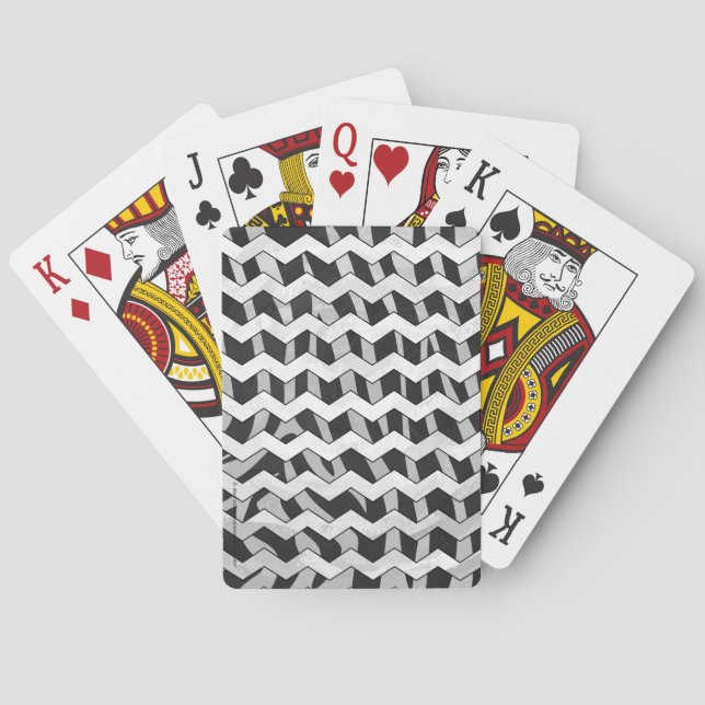 Zickzack Zebra-Muster in Schwarz und Grau Spielkarten (Rückseite)