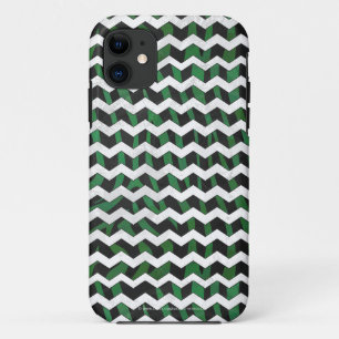 Zickzack Zebra-Schwarz- und Gründrucke iPhone 11 Hülle