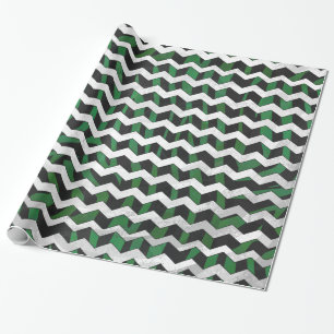 Zickzack Zebra-Schwarz- und Gründrucke Geschenkpapier