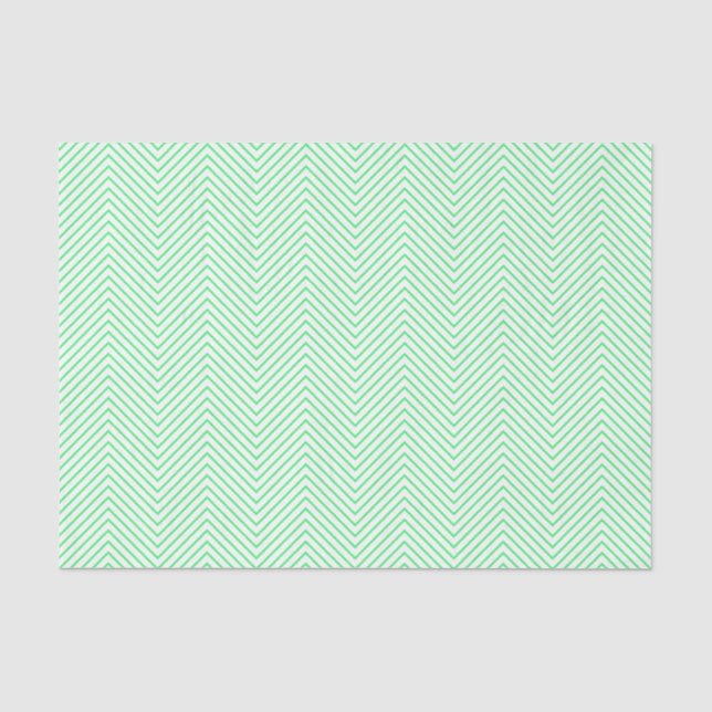 Zickzack Zeilenpapier - leichtes Grün auf Weiß Seidenpapier (Vorderseite)