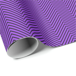 Zickzack Zeilenumbruch Papier - Schwarz auf Lila L Geschenkpapier