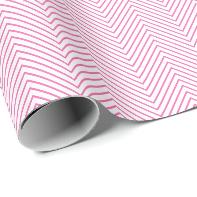 Zickzack Zeilenumbruch - Weißrosa Geschenkpapier (Rolleneckpunkt)