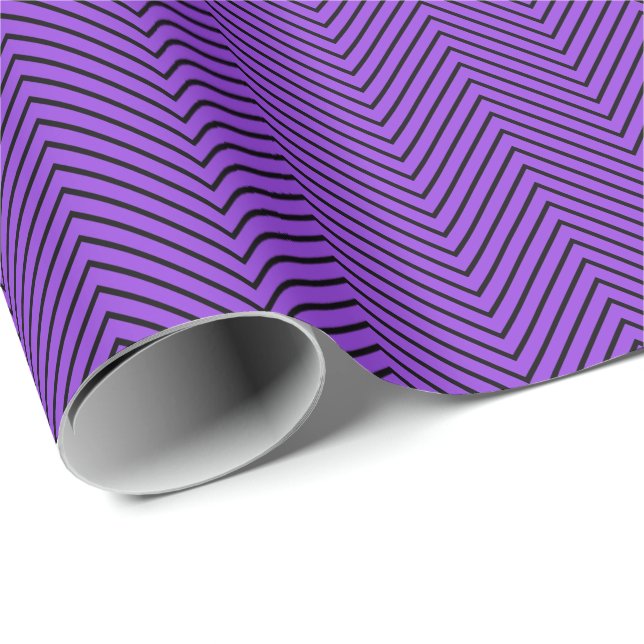 Zickzack Zeilenumbrüche - Lila schwarz Geschenkpapier (Rolleneckpunkt)