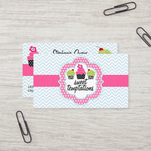 Zickzack Zickzack-Kuchen-Bäckerei Visitenkarte (Vorderseite/Rückseite Beispiel)
