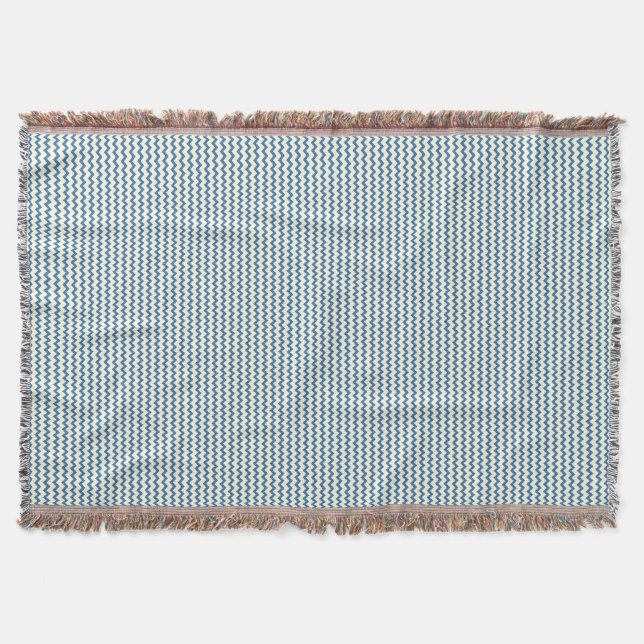 Zickzack Zickzack-Muster 2 Töne Denim Blue Creme Decke (Vorderseite)