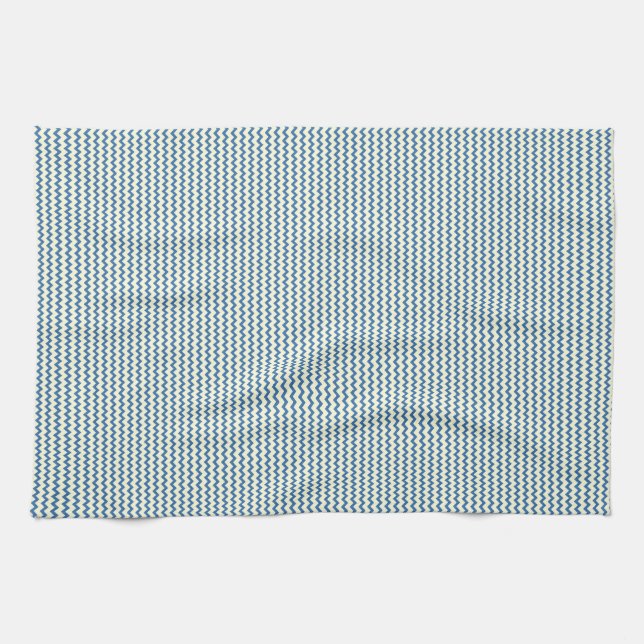 Zickzack Zickzack-Muster Denim blue und Creme Küchentuch (Horizontal)