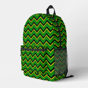 Zickzack Zickzack-Zacken in Grün, Schwarz und Gelb Bedruckter Rucksack